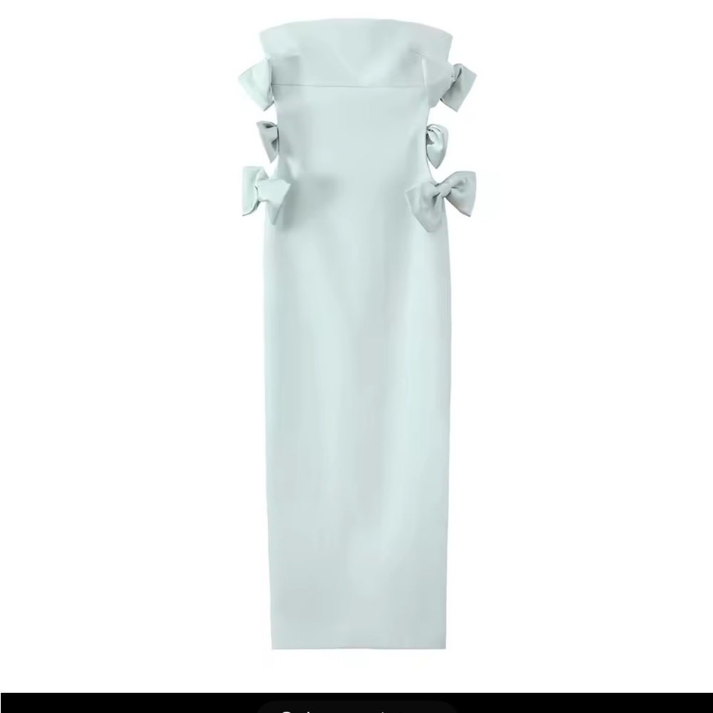 REVOLVE Strapless Dress with Bow Accents in Light Blue S
